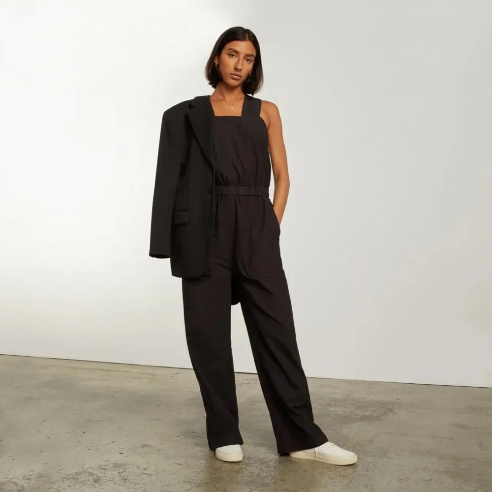 Everlane Women’s The Fatigue Apron Cotton/Linen Jumpsuit in Black Size 2